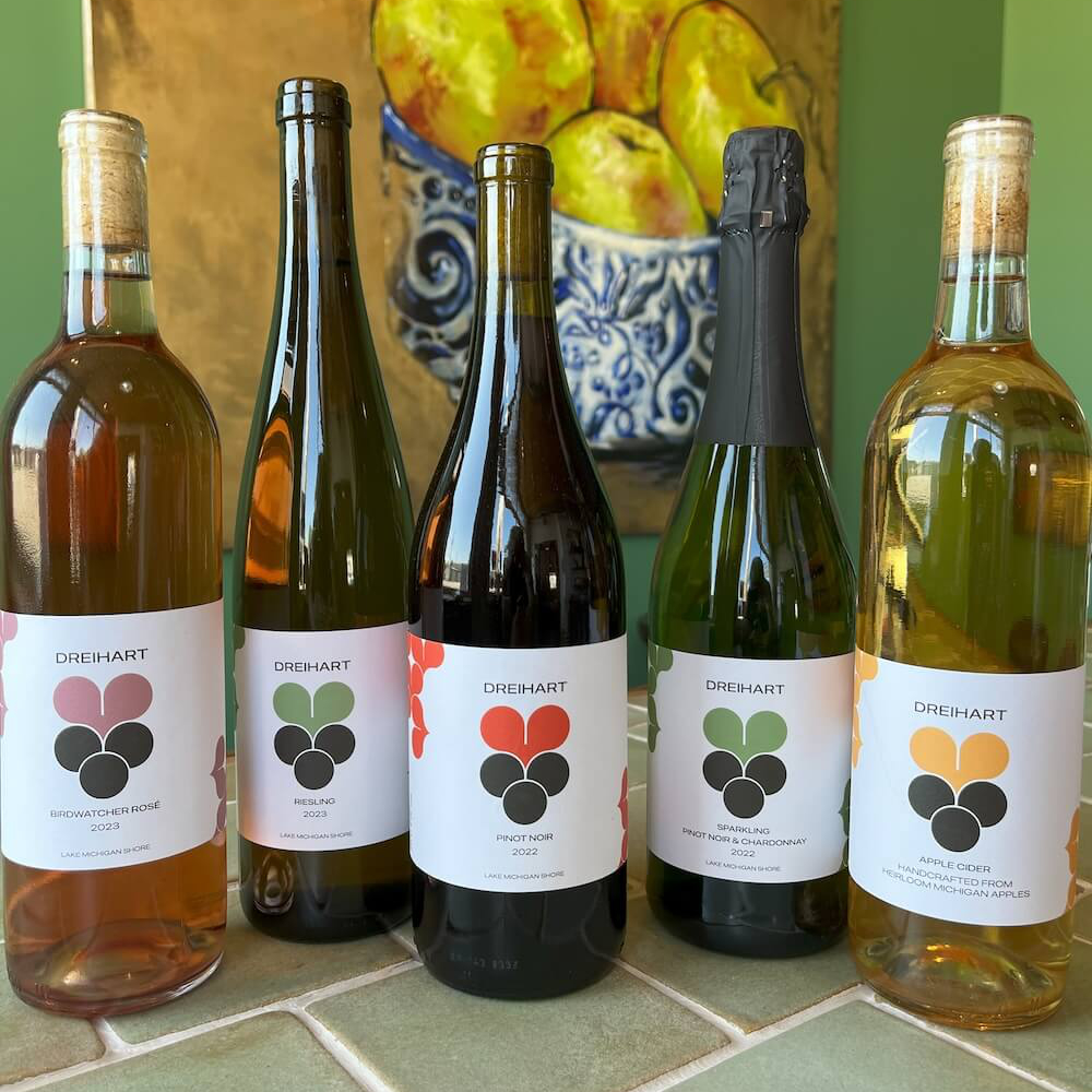 6 Linden Dreihart Wine Bottles